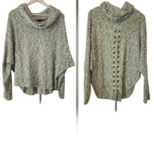 ARIELLA Women’s Cowl Neck Brushed Lace Up Back, color Silver, size L